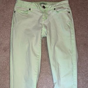 Bright neon green low rise skinny